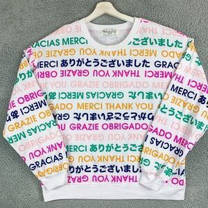 Wound Up Thank You Sweatshirt Juniors Extra Large White Streetwear Hip Hop Dance